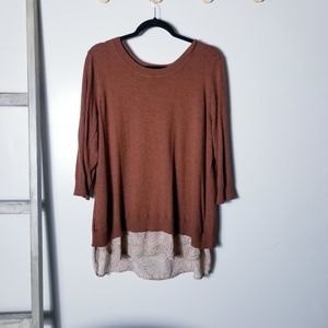 DALIA BURNT ORANGE SWEATER BLOUSE WITH ATTACHED TANK SIZE 2X